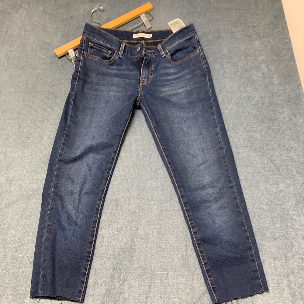 Levi's 710 Super Skinny Jeans Womens 28 Blue Denim Dark Wash 5-Pockets Raw Hem